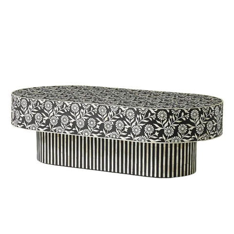Black & White Bone Inlay Coffee Table | Handcrafted Artisan Living Room Furniture – Oakvello