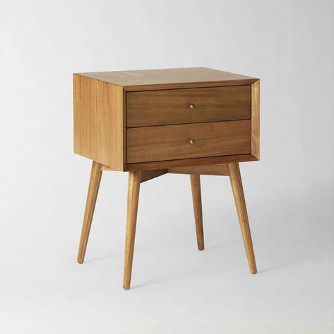 Mid-Century Solid Wood Bedside Table | Retro Bedroom Nightstand – Oakvello