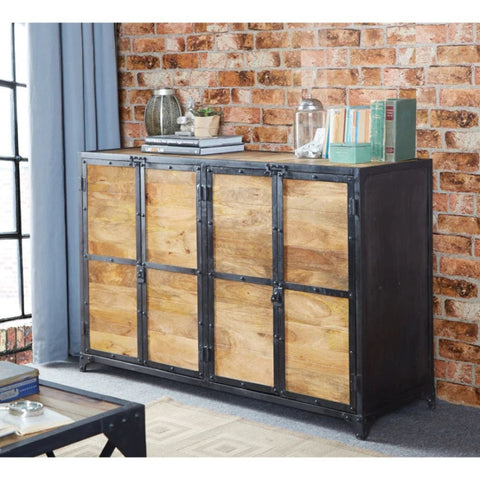 Industrial Solid Wood Large Sideboard | Bold Living Room Storage – Oakvello