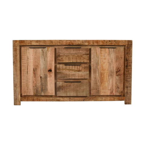 Large Solid Mango Wood Sideboard | 2 Doors & 3 Drawers Living Room Storage – Oakvello