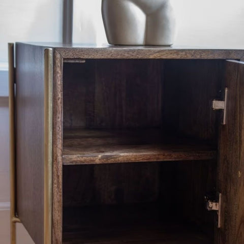 Retro Solid Mango Wood Bedside Table | Vintage Bedroom Nightstand – Oakvello