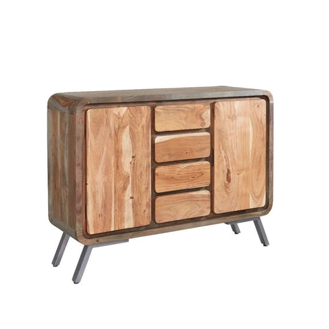 Retro Solid Wood & Metal Sideboard | Industrial Living Room Storage – Oakvello