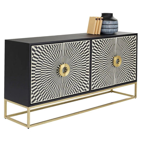 Ajmeri Black Bone Inlay Sideboard | Artisan Living Room Storage – Oakvello