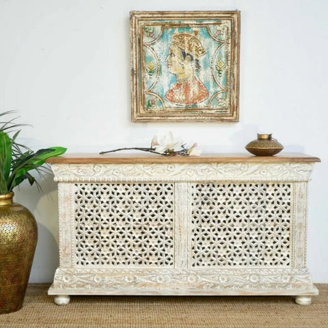Ajmeri Solid Mango Wood Console Table | Handcrafted Entryway Furniture – Oakvello