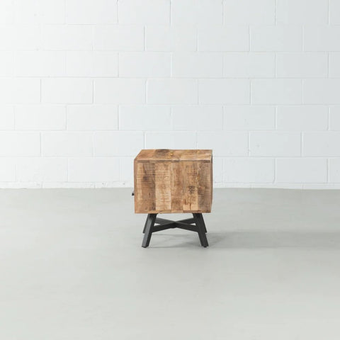 Solid Mango Wood Bedside Table | Natural Finish Bedroom Nightstand – Oakvello