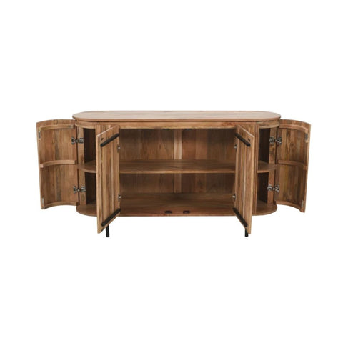 Jodhpuri Solid Wood Sideboard with Metal Legs | Modern Living Room Storage – Oakvello
