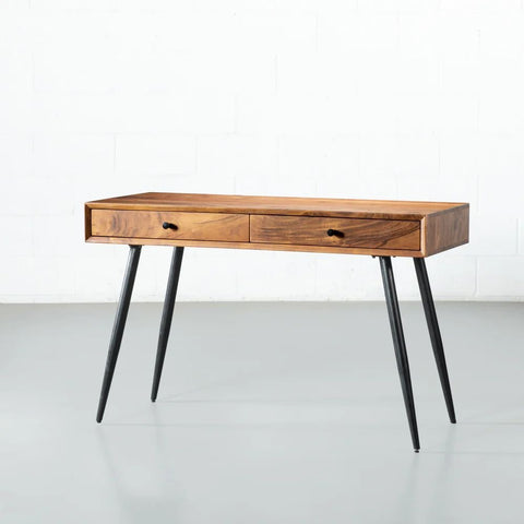 Natural Solid Acacia Wood Desk | Home Office Writing Table – Oakvello
