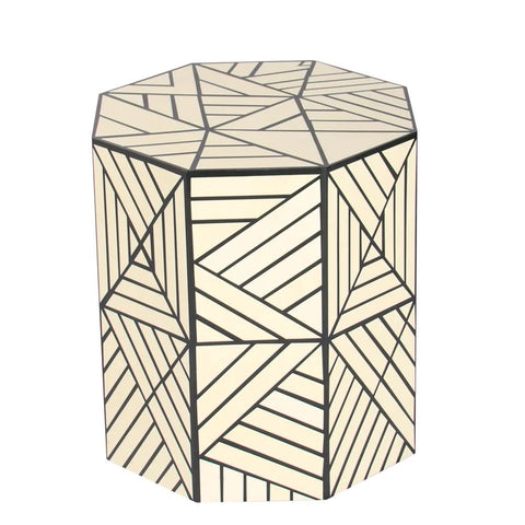 Kota Grey Bone Inlay Round Side Table | Handcrafted Artisan Accent Furniture – Oakvello