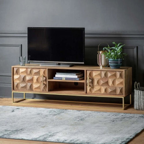 Solid Wood TV Unit | Media Console & Living Room Storage – Oakvello