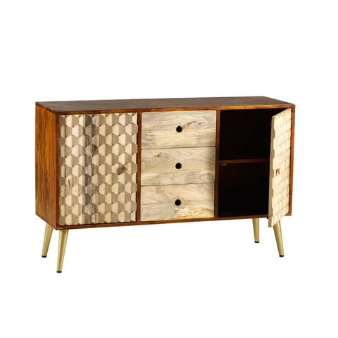 Jodhpuri Retro Large Sideboard | Heritage Solid Wood Living Room Storage – Oakvello