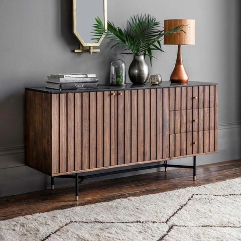 Solid Teak Wood Sideboard | Handcrafted Living Room Storage Cabinet – Oakvello