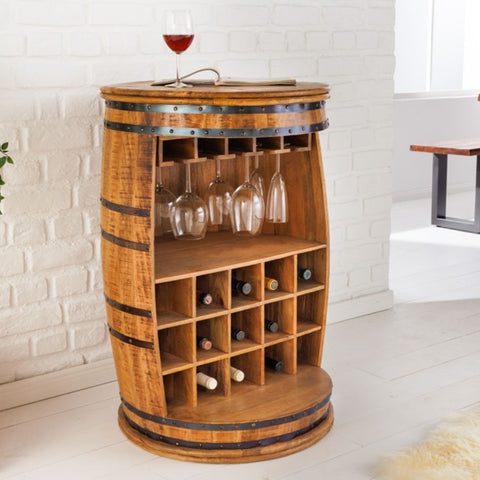 Solid Mango Wood Bar Cabinet | Home Bar Storage Furniture – Oakvello
