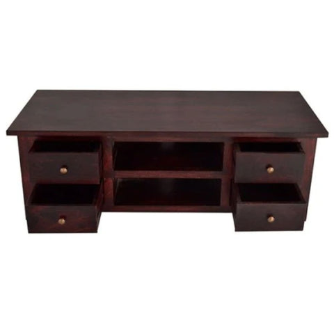 Dark Solid Wood TV Cabinet with Drawers | Media Console & Storage – Oakvello