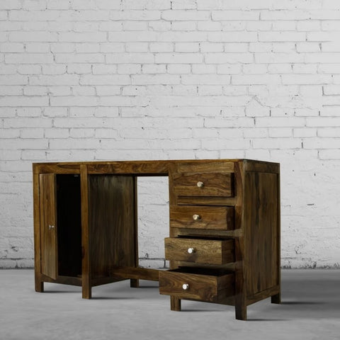 Solid Wood Study Table | Handcrafted Home Office Writing Desk – Oakvello