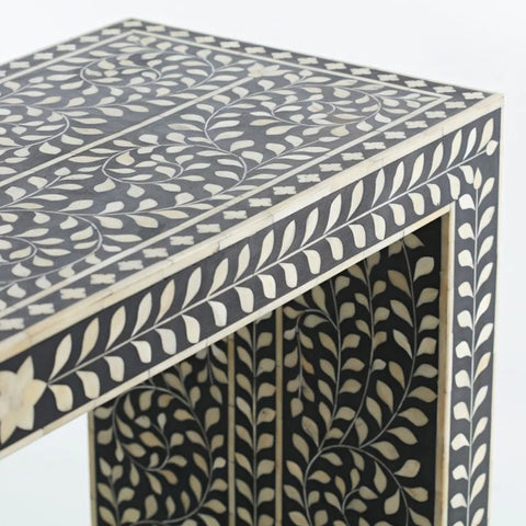 Black Bone Inlay Console Table | Handcrafted Heritage Entryway Furniture – Oakvello