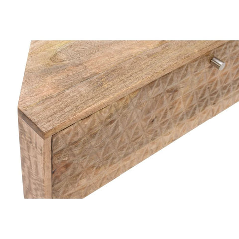 Jodhpuri Light Mango Wood Corner TV Stand | Solid Wood Media Console – Oakvello