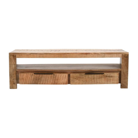 Jodhpuri Solid Mango Wood TV Stand with 2 Drawers | Media Console – Oakvello