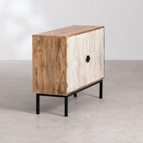 Alembe Solid Mango Wood Sideboard | Living Room Storage Cabinet – Oakvello