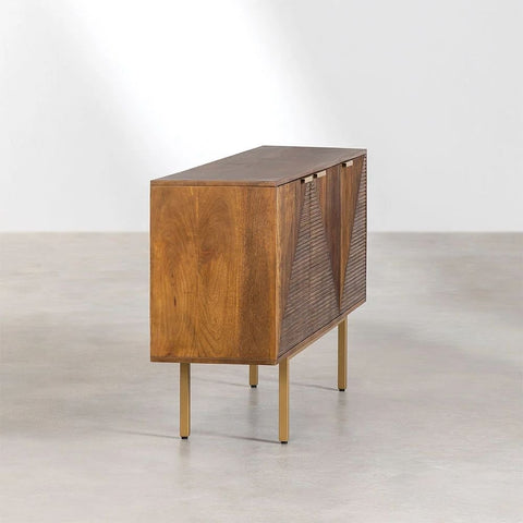 Solid Mango Wood Sideboard | Natural Hardwood Living Room Storage – Oakvello