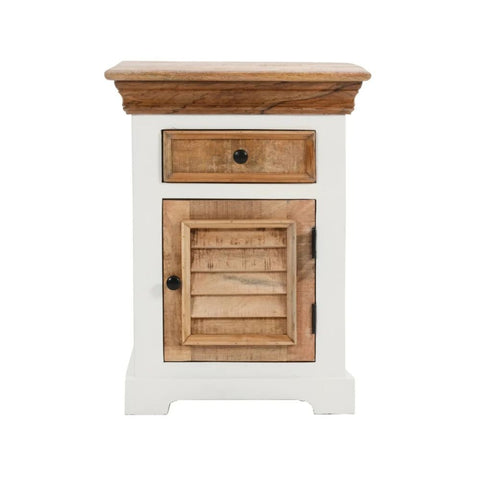 White Solid Mango Wood Bedside Cabinet | Painted Bedroom Nightstand – Oakvello