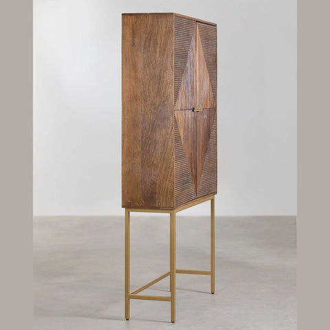 Tall Solid Mango Wood Sideboard | High Storage Cabinet for Living Room – Oakvello