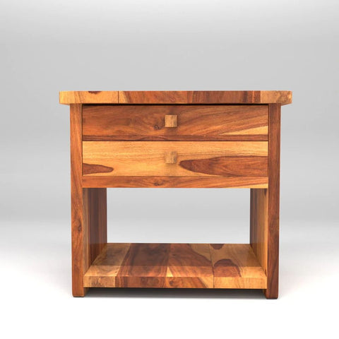 Single Drawer Solid Sheesham Wood Bedside Table | Bedroom Nightstand – Oakvello