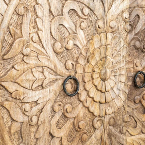 Hand Carved Artisanal Solid Wood Cabinet | Handcrafted Storage Furniture – Oakvello