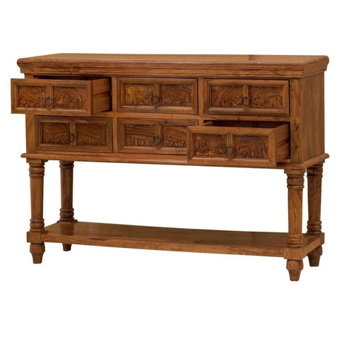 Solid Sheesham Wood Console Table | Handcrafted Heritage Entryway Furniture – Oakvello