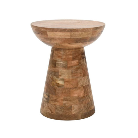 Jaipuri Mushroom Style Round Mango Wood Side Table | Accent Furniture – Oakvello
