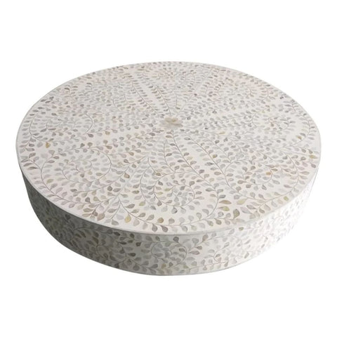 White Mother of Pearl Coffee Table | Handcrafted Artisan Living Room Furniture – Oakvello