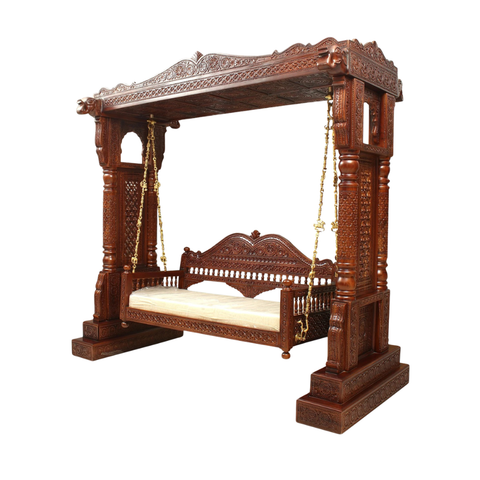 The Hindola Grand – Handcrafted Solid Wood Royal Swing with Brass Accents