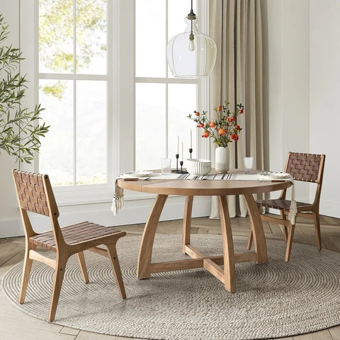 Mid-Century Modern Solid Wood Round Dining Table | Retro Kitchen Furniture – Oakvello