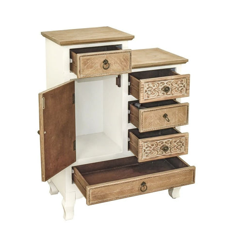 Solid Wood Cabinet with 5 Drawers and 1 Door