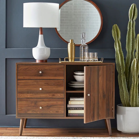 3-Drawer Mid-Century Modern Sideboard | Solid Wood Storage – Oakvello