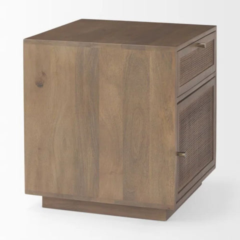 Medium Brown Solid Wood End Table with Storage | Living Room Side Table – Oakvello