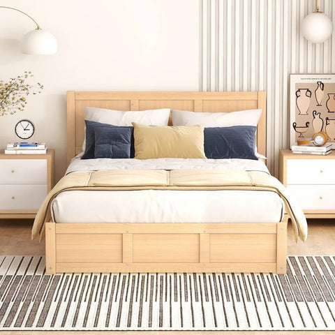 Solid Wood Bedroom Bed with Storage & 2 Drawers | Bedroom Furniture – Oakvello