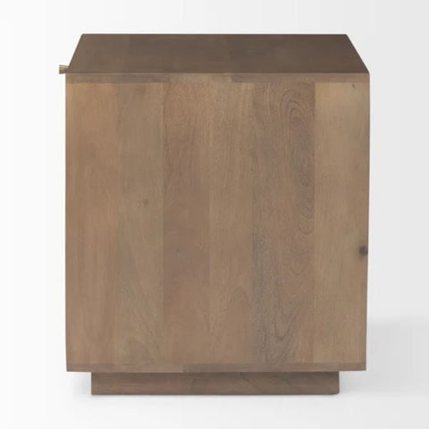Medium Brown Solid Wood End Table with Storage | Living Room Side Table – Oakvello
