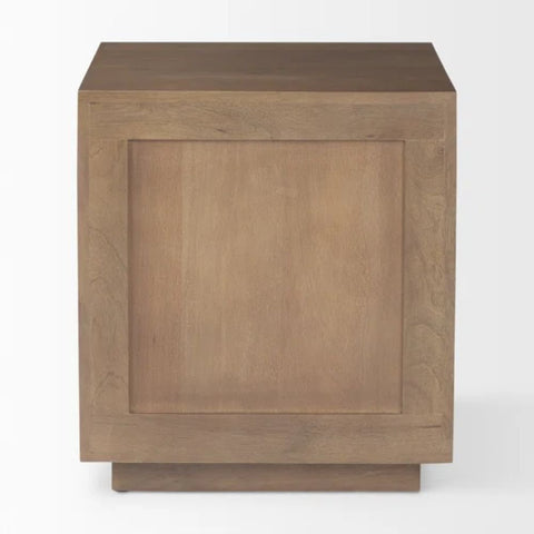 Medium Brown Solid Wood End Table with Storage | Living Room Side Table – Oakvello