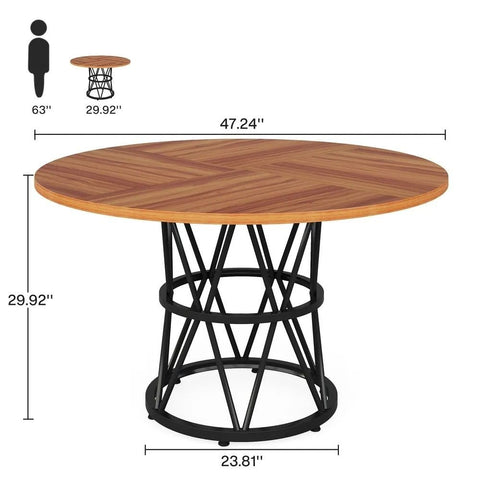 Round Solid Wood Dining Table | Seats 4 | Circle Kitchen Dinner Table – Oakvello
