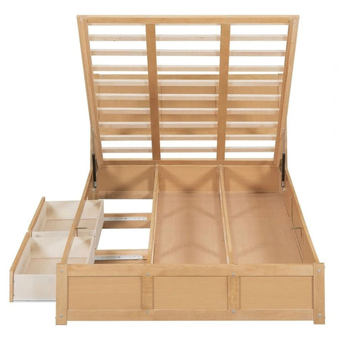 Solid Wood Bedroom Bed with Storage & 2 Drawers | Bedroom Furniture – Oakvello