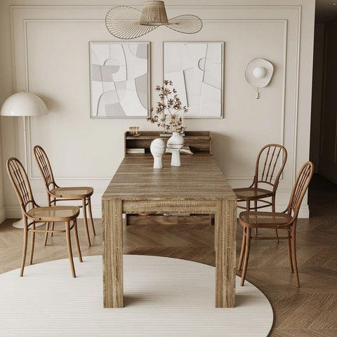 Brown Extendable Solid Wood Dining Table | Seats up to 5 | Kitchen Furniture – Oakvello