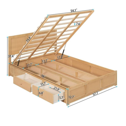 Solid Wood Bedroom Bed with Storage & 2 Drawers | Bedroom Furniture – Oakvello