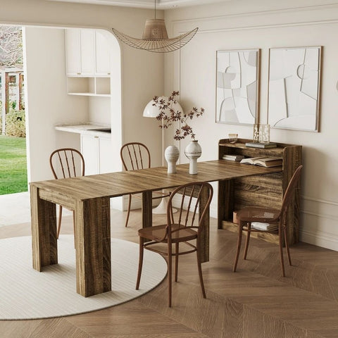 Brown Extendable Solid Wood Dining Table | Seats up to 5 | Kitchen Furniture – Oakvello