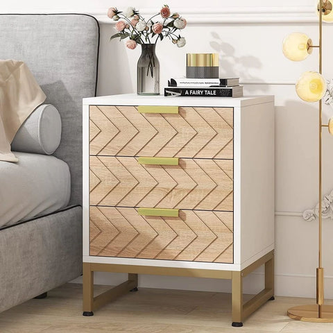 3-Drawer Nightstand | Solid Wood Bedside Table for Bedroom – Oakvello