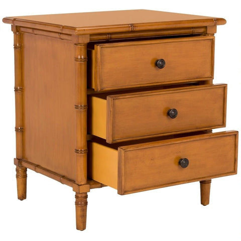 3-Drawer Brown Bedside Table | Warm Wood Finish Nightstand – Oakvello