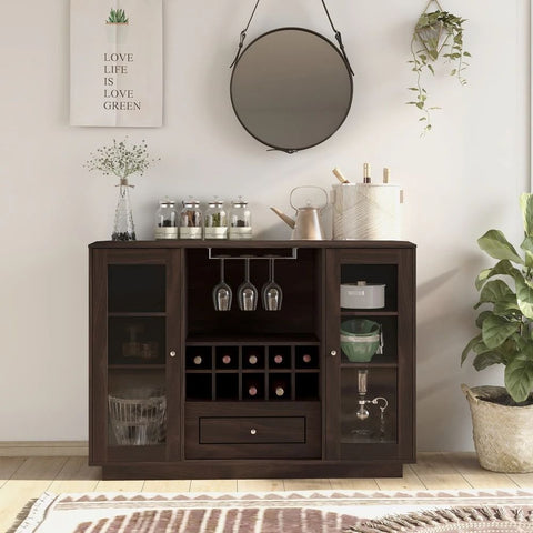 6-Shelf Wine Rack Cabinet | Solid Wood Wine Storage & Display – Oakvello