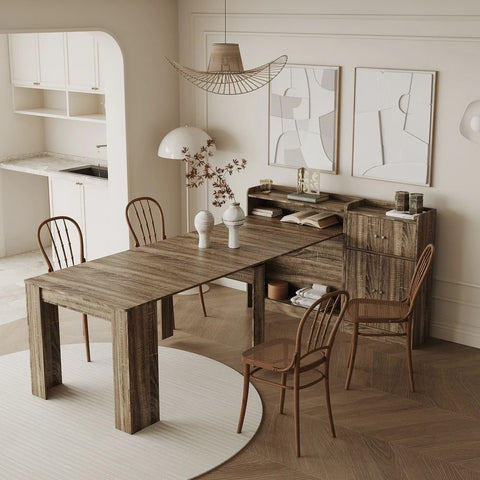 Brown Extendable Solid Wood Dining Table | Seats up to 5 | Kitchen Furniture – Oakvello