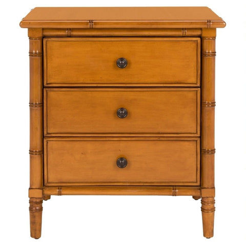 3-Drawer Brown Bedside Table | Warm Wood Finish Nightstand – Oakvello