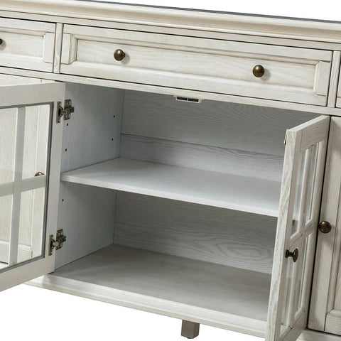 4-Door Sideboard with 3 Drawers | Solid Wood Living Room Storage – Oakvello