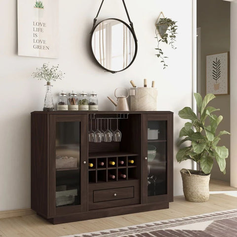 6-Shelf Wine Rack Cabinet | Solid Wood Wine Storage & Display – Oakvello